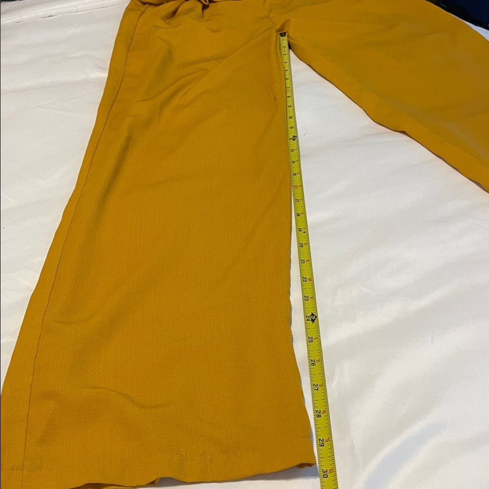 Elegant Mustard Wide-Leg Women's Pants - Picture 5 of 10